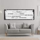 Home is where love resides canvas sign, farmhouse wall decor, farmhouse sign, home sign, family room sign, wood sign, home decor canvas sign
