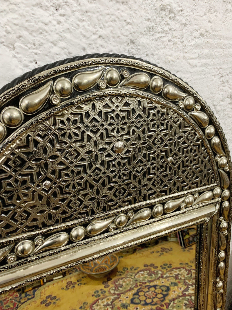 Handcrafted Silver Arch Mirror - Moroccan Antique Wall Mirror