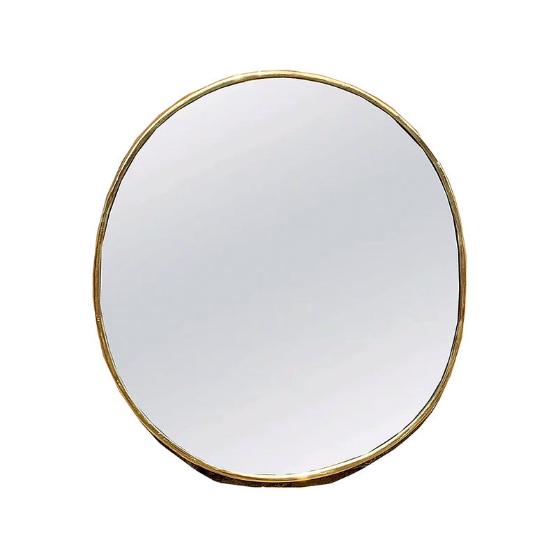 Antique Brass Mirror - Handmade Oval Golden Wall Mirror