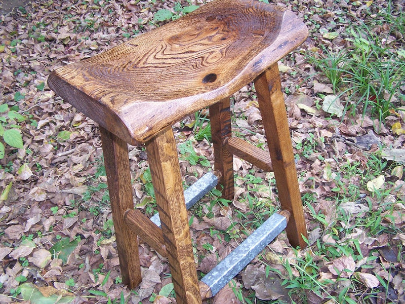 Counter Height Stool, Live Edge Stool, Reclaimed Wood Bar Stools, Oak Bar Stools, Dining Stools