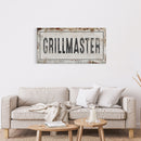 Grillmaster Printed Canvas Rusty Sign Distressed Wall Art Cute Sign Wood Frame Gather Wood And Canvas Sign BBQ Barbecue Sign