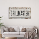 Grillmaster Printed Canvas Rusty Sign Distressed Wall Art Cute Sign Wood Frame Gather Wood And Canvas Sign BBQ Barbecue Sign