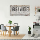 Meals And Memories Made Here Printed Canvas Rusty Sign Distressed Wall Art Cute Sign Wood Frame Wood And Canvas Sign Kitchen Sign
