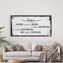 Home is where love resides canvas sign, farmhouse wall decor, farmhouse sign, home sign, family room sign, wood sign, home decor canvas sign