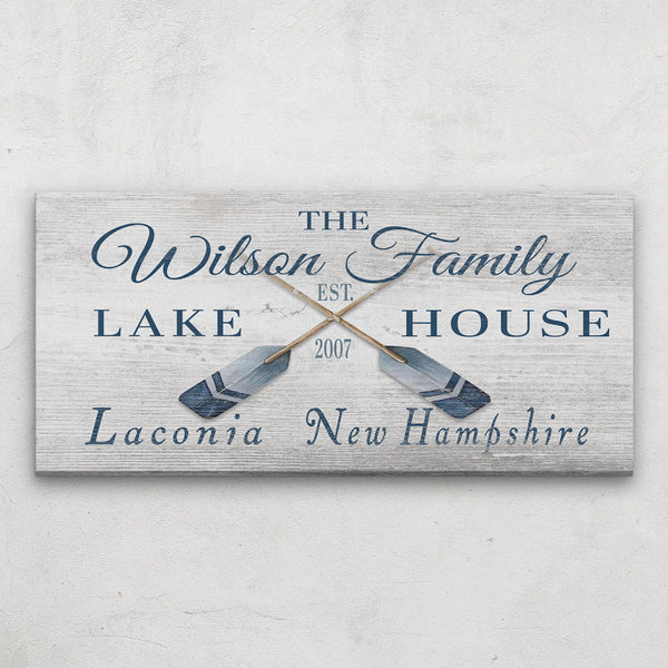 Personalizable Lake - Beach House Family Name Canvas Sign, photo 2 of 9