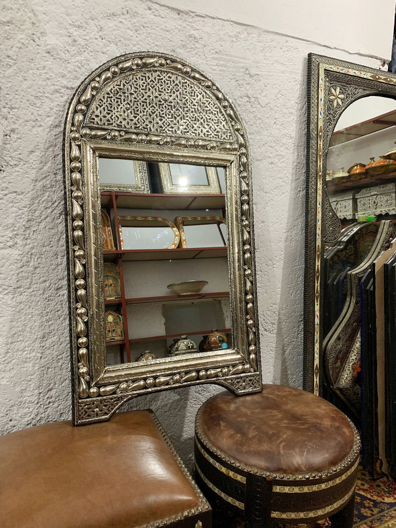 Handmade Silver Moroccan Arch Mirror