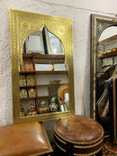 Moroccan Handmade Carved Arch Brass Mirror