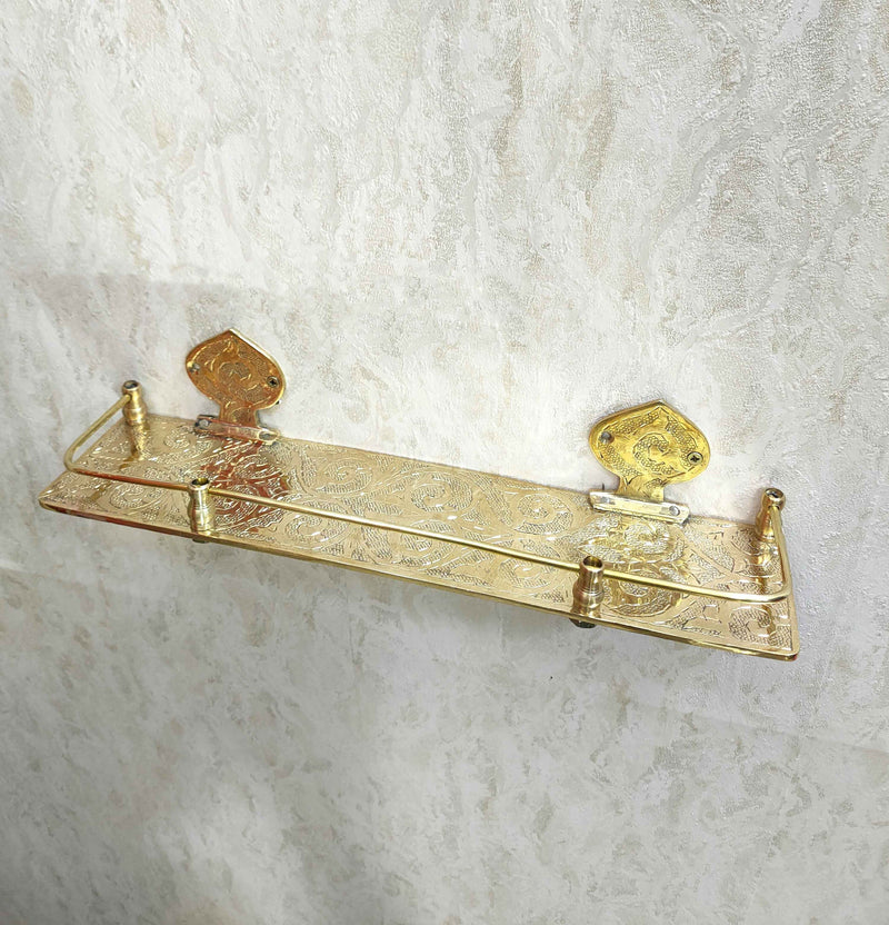 Engraved Solid Brass Wall Bathroom Shelf, Small Bathroom Shelf, photo 2 of 7