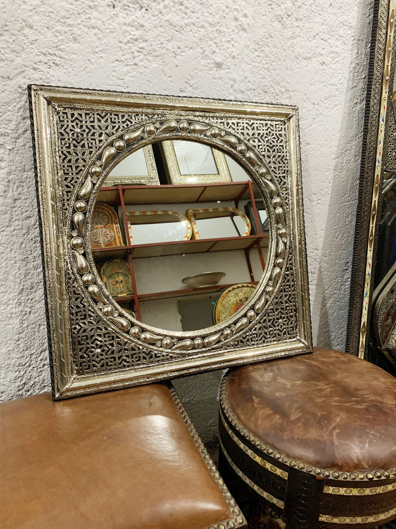 Moroccan Square Silver Mirror