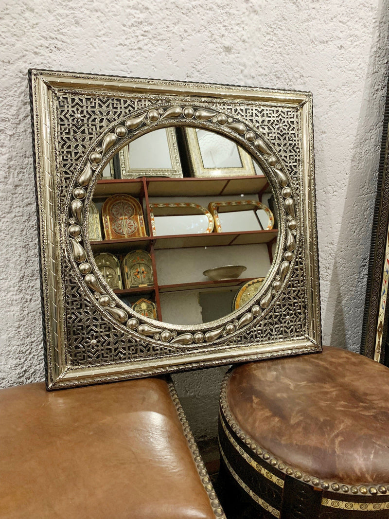 Moroccan Square Silver Mirror