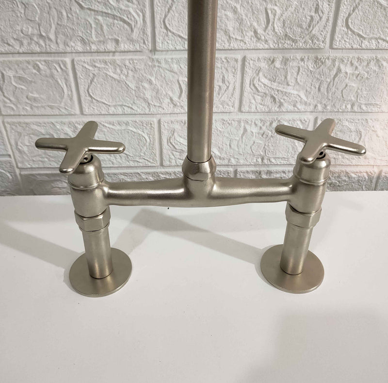 Solid Brass Bridge Faucet Nickel Matte Finish