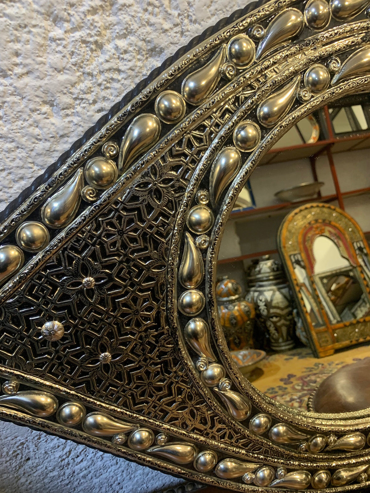 Moroccan Handmade Silver Wall Mirror, photo 2 of 6