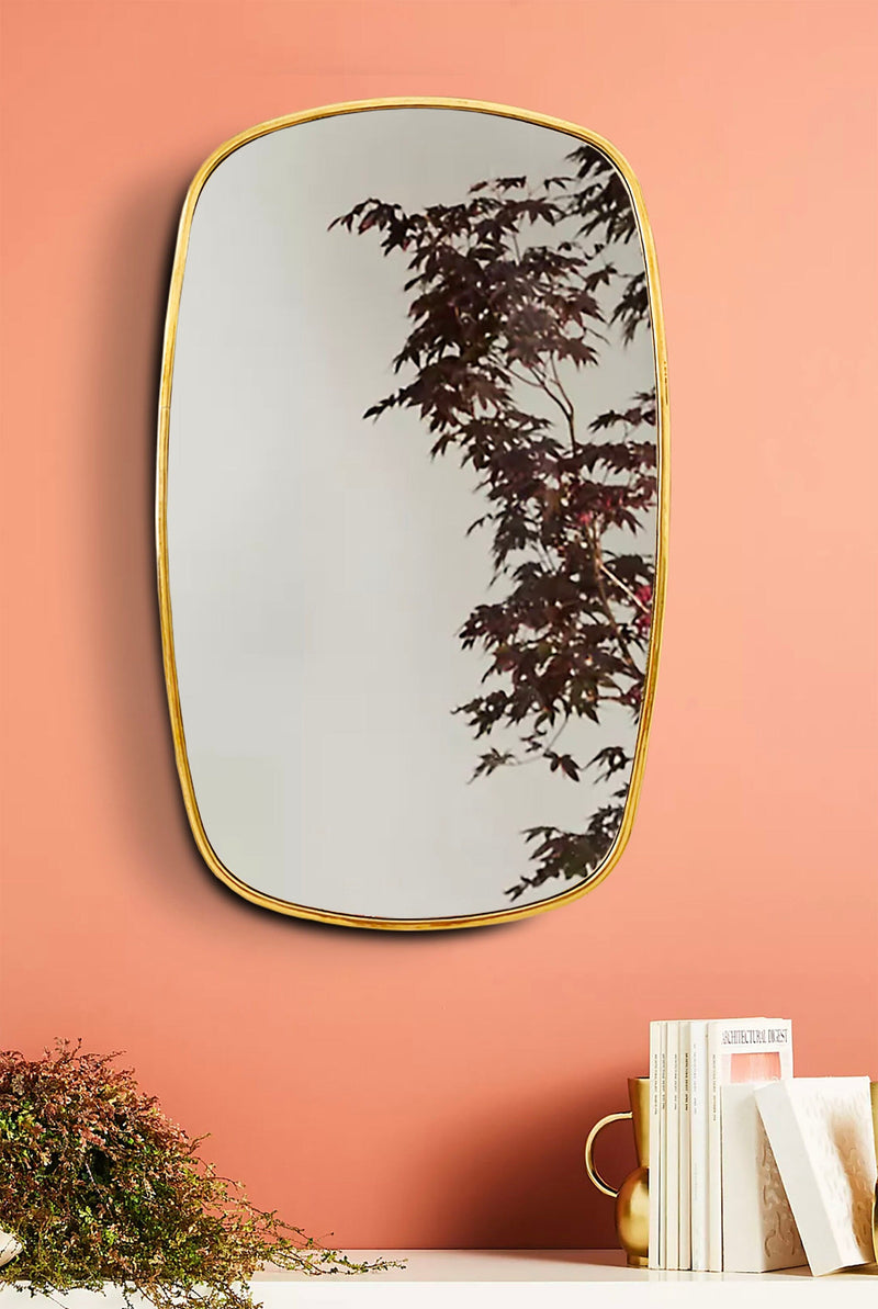Oblong Brass Mirror - Modern Aesthetic Mirror