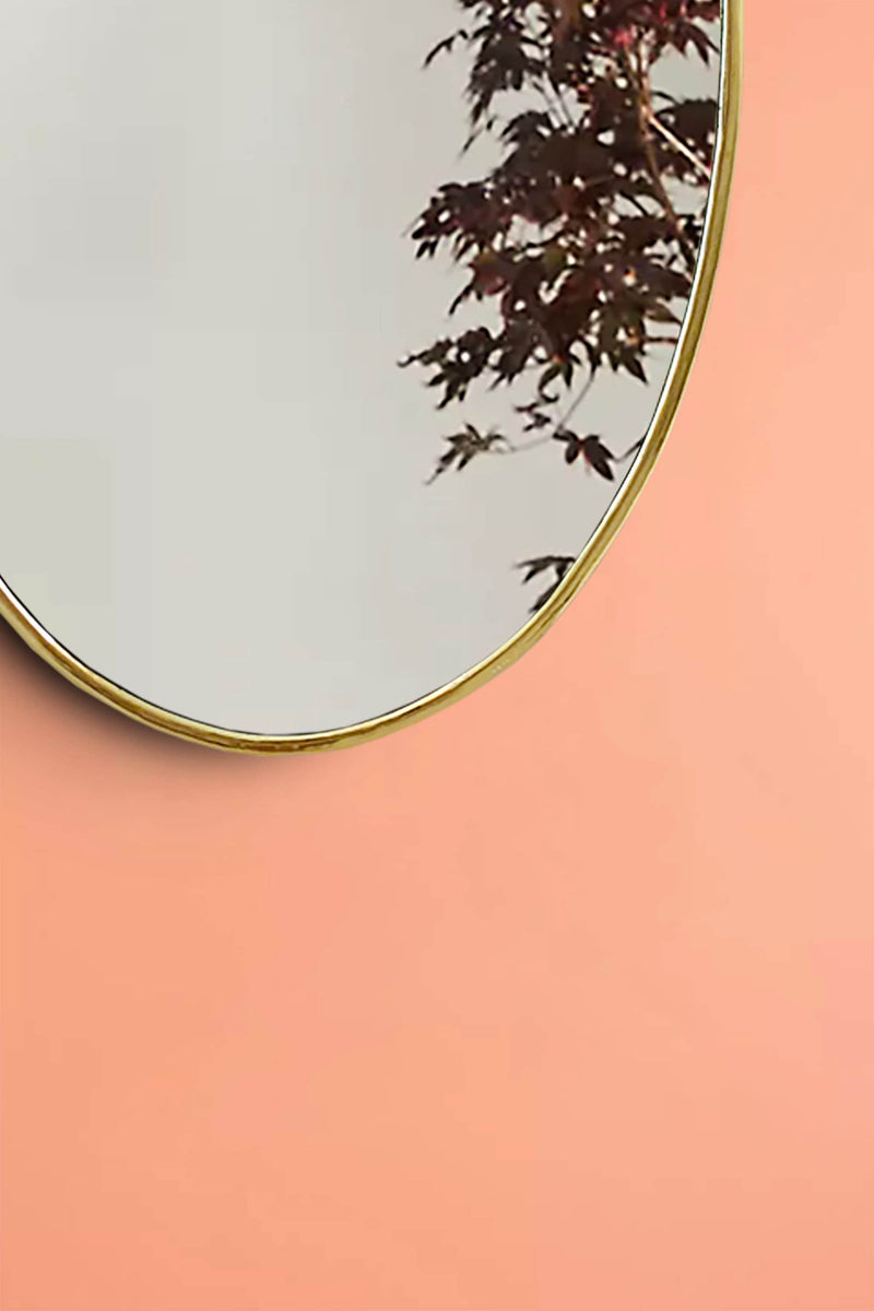 Brass Oval Wall Mirror - Handmade Gold Brass Frame Mirror