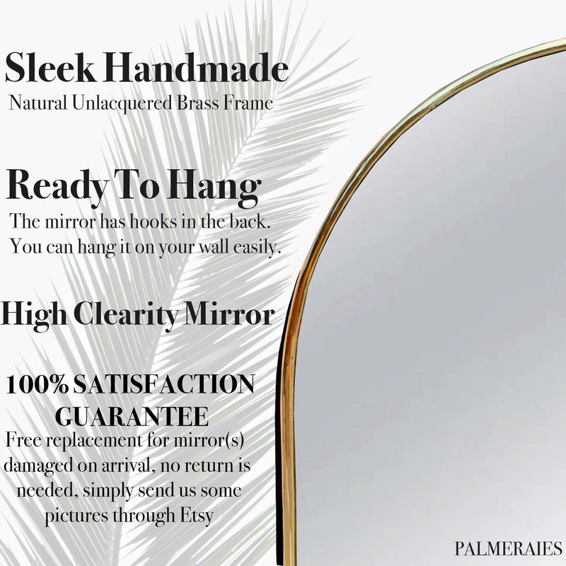 Shield Gold Brass Frame Wall Mirror