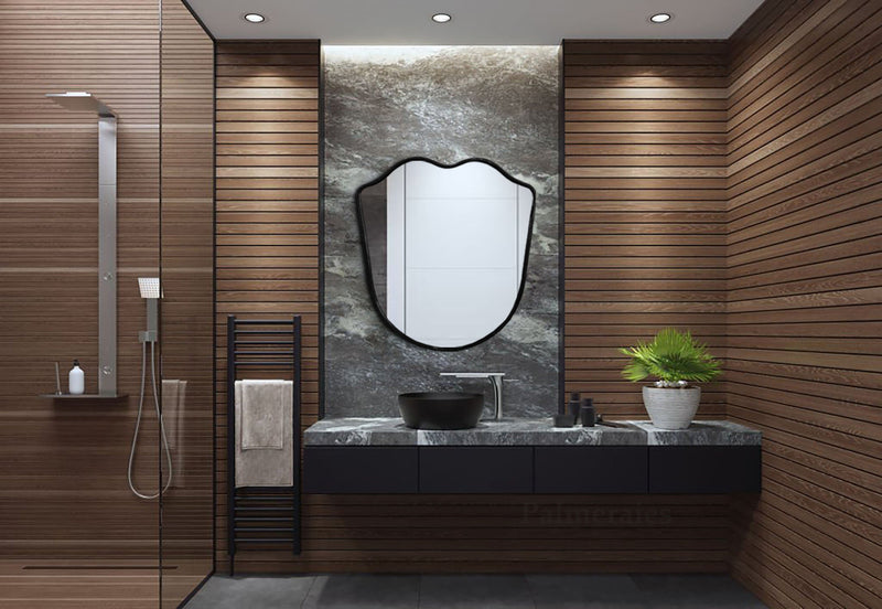 Shield Gold Brass Frame Wall Mirror