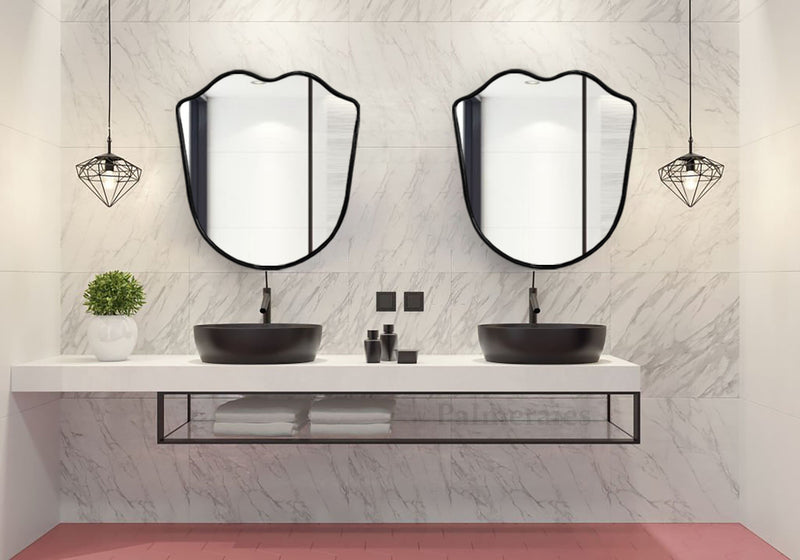 Shield Gold Brass Frame Wall Mirror