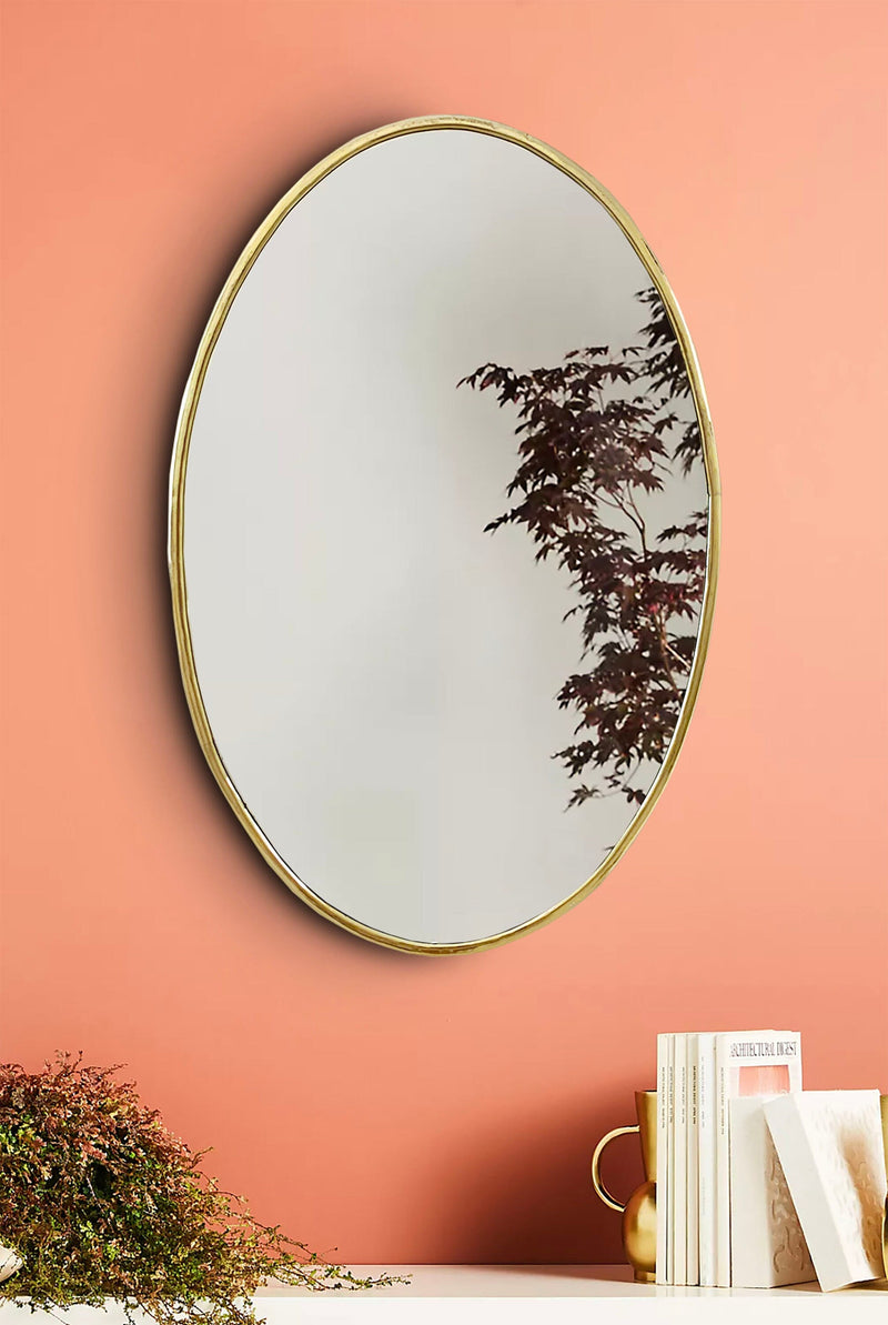 Brass Oval Wall Mirror - Handmade Gold Brass Frame Mirror