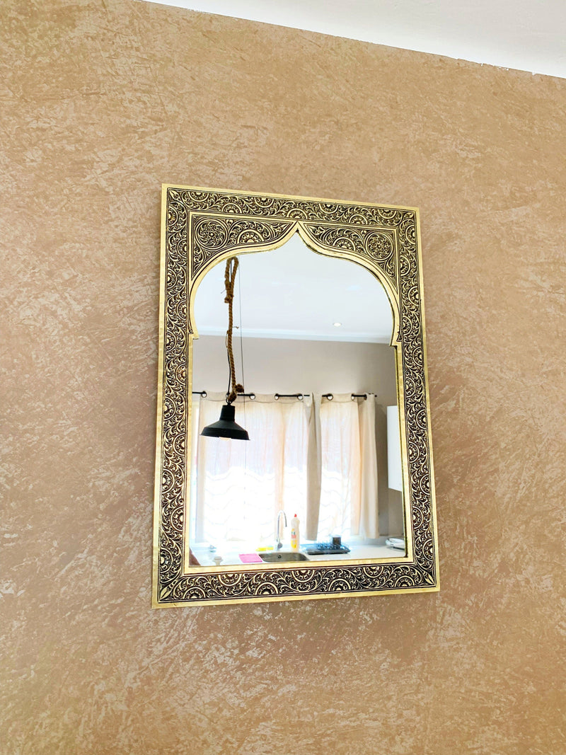 Handmade Moroccan Arch Brass Mirror
