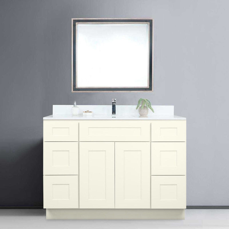 60 Inch Antique White Shaker Single Sink Bathroom Vanity with Drawers