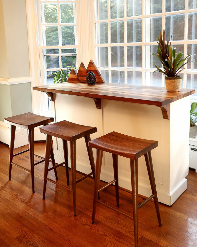 Counter Height Stool, Wood Counter Stools, Backless Bar Stools Counter Height, Solid Wood Stools, Mid Century Modern Stools, Walnut Saddle