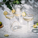 Gold Rim Glasses 7 oz, Set of 4 Gold Rim Classic Manhattan Glasses (Ribbed)