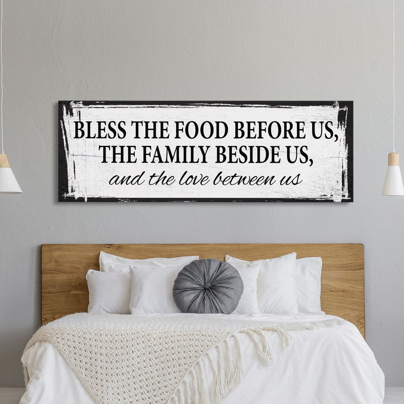 Bless the food before us canvas sign, dining room sign, kitchen sign, mothers day gift, kitchen wall art, dining room wall art