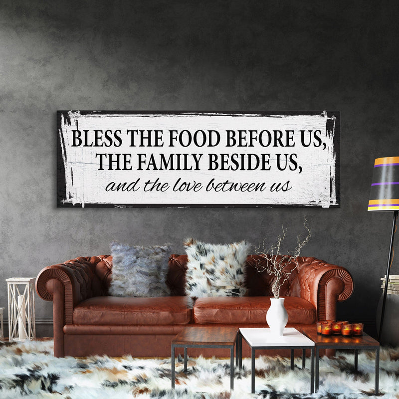 Bless the food before us canvas sign, dining room sign, kitchen sign, mothers day gift, kitchen wall art, dining room wall art