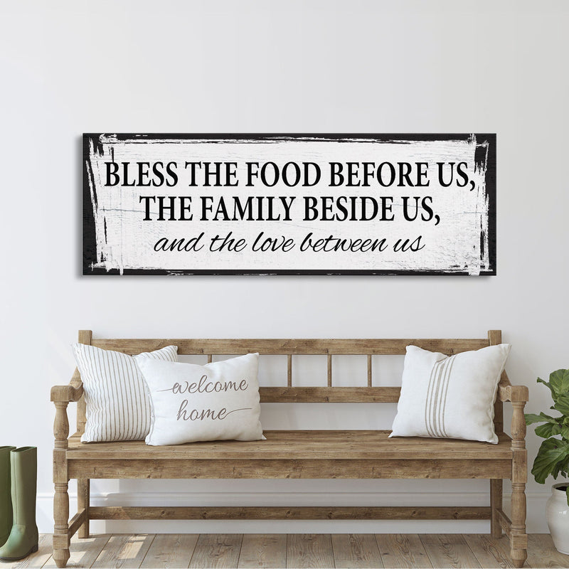 Bless the food before us canvas sign, dining room sign, kitchen sign, mothers day gift, kitchen wall art, dining room wall art