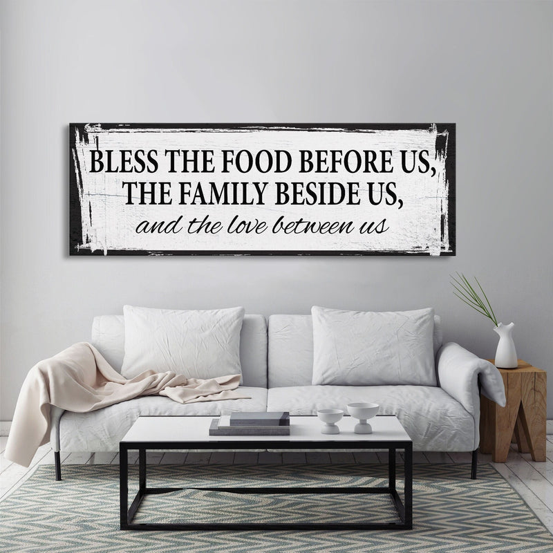 Bless the food before us canvas sign, dining room sign, kitchen sign, mothers day gift, kitchen wall art, dining room wall art