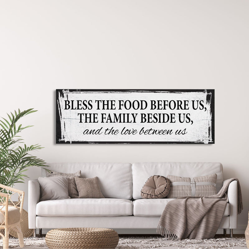 Bless the food before us canvas sign, dining room sign, kitchen sign, mothers day gift, kitchen wall art, dining room wall art