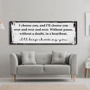 Master bedroom sign, I choose you canvas print, master bedroom decor, guest room decor, wall art, bedroom wall art, above couch art