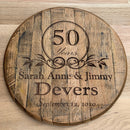 Custom Engraved Whiskey Barrel Head for Wedding or Anniversary