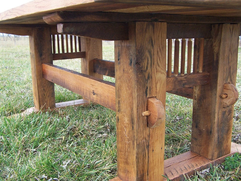 Oak Trestle Table, Antique Style, Wooden Dining Table, Mission Style Table, Farmhouse Table, Solid Kitchen Table, Hand Crafted Hardwood