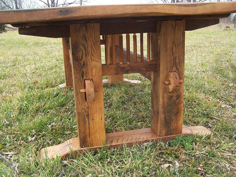 Oak Trestle Table, Antique Style, Wooden Dining Table, Mission Style Table, Farmhouse Table, Solid Kitchen Table, Hand Crafted Hardwood