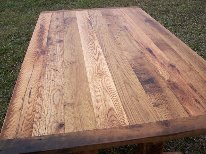 Oak Trestle Table, Antique Style, Wooden Dining Table, Mission Style Table, Farmhouse Table, Solid Kitchen Table, Hand Crafted Hardwood