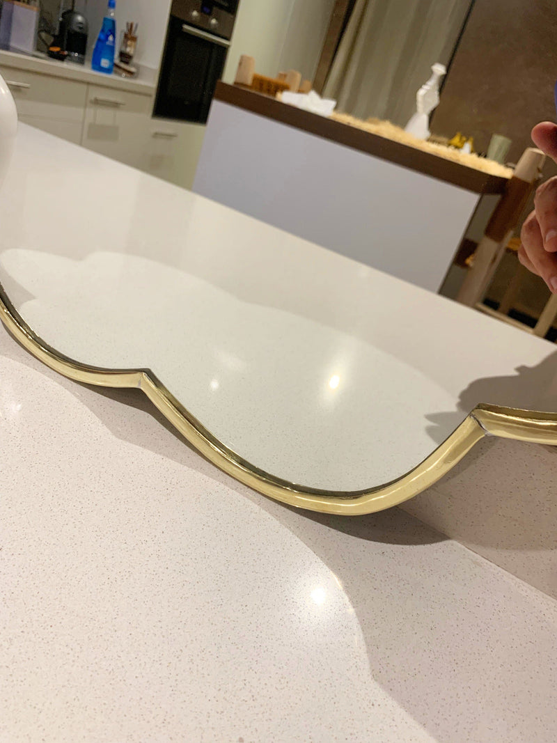 Handmade Flower Brass Mirror - Customized Gold Frame