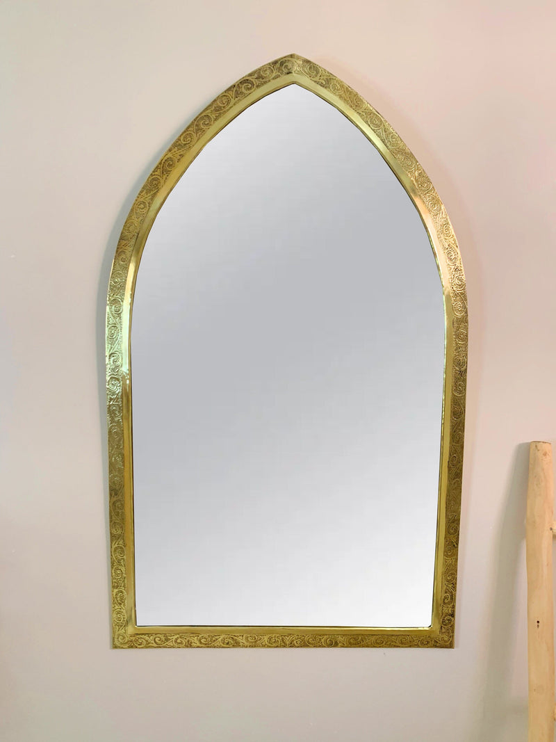 Handmade Engraved Mirror - Brass Arch Mirror