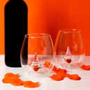 3D Gnome Heart Stemless Wine Glasses by Jersey Art Glass