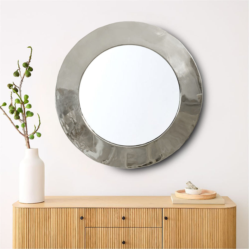 Black Brass Round Mirror