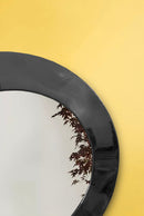 Black Brass Round Mirror