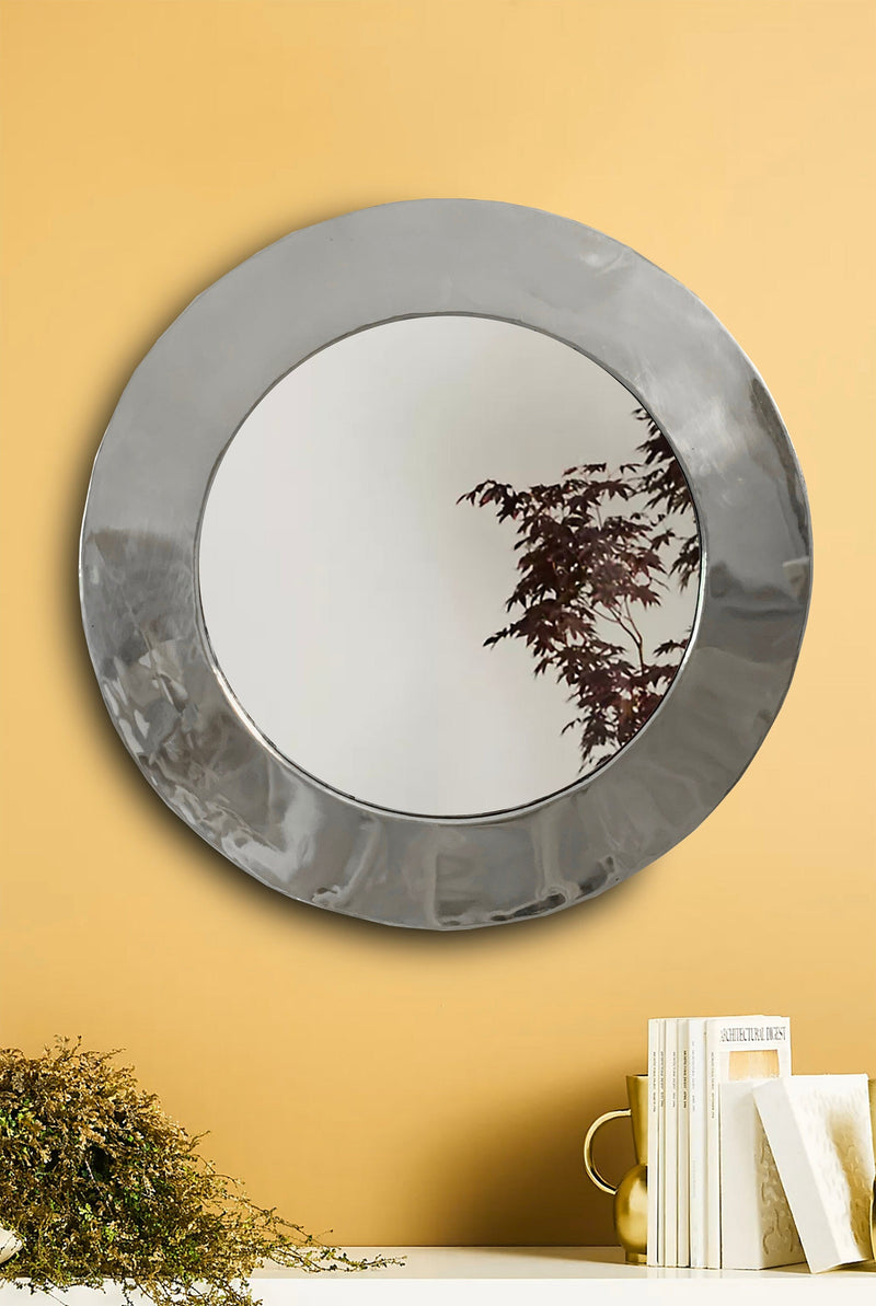 Round Silver Frame Mirror