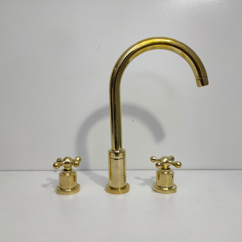 Solid Brass Three Holes Faucet with Lever Handle