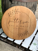 Custom Engraved Whiskey Barrel Head for Wedding or Anniversary