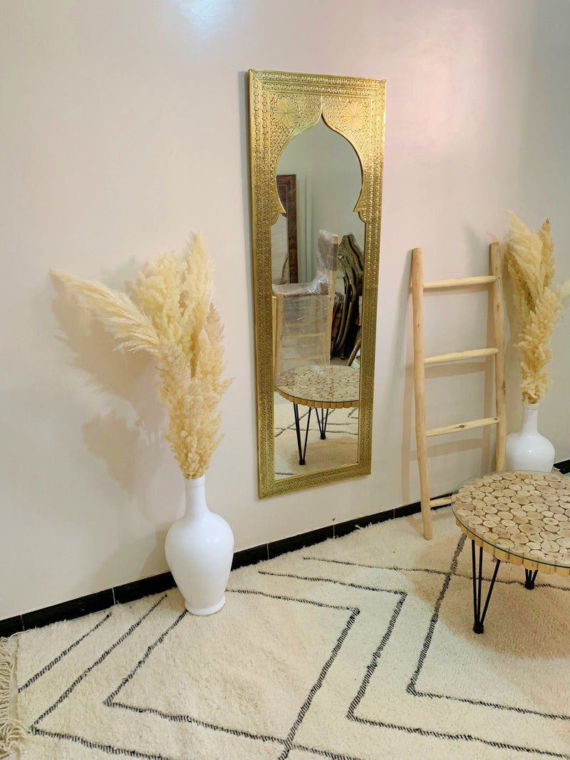 Arch Mirror, Gold Mirror, Brass Mirror, Floor Mirror, Moroccan Mirror, Carved Mirror, Handmade Mirror, Hand-engraved Mirror, Wall Decor 59"