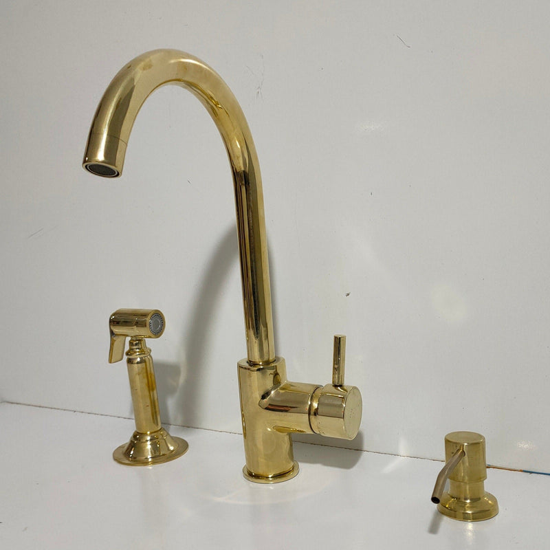 Unlacquered Brass Single Hole Kitchen Faucet