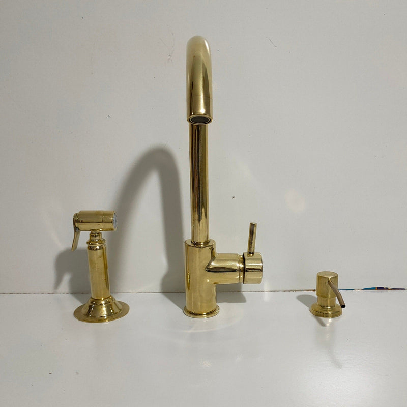 Unlacquered Brass Single Hole Kitchen Faucet