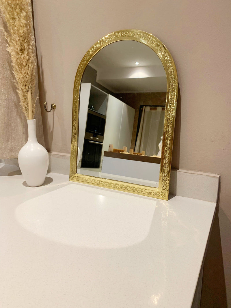 Gold Frame Mirror - Moroccan Brass Arch