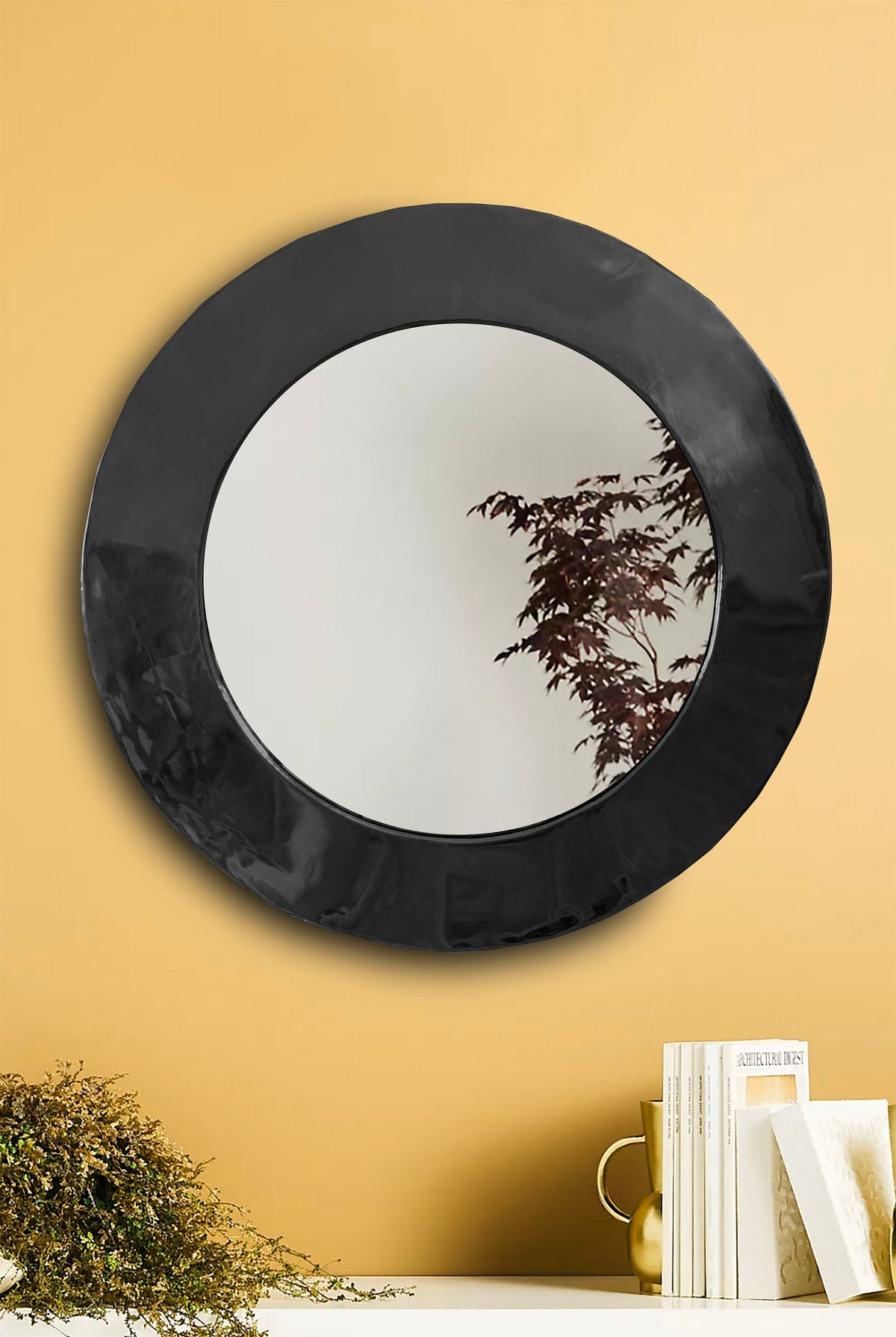 Black Brass Round Mirror, photo 3 of 12