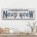 Longitude Latitude Personalized Coordinates Sign, With, Rustic Oars Paddles